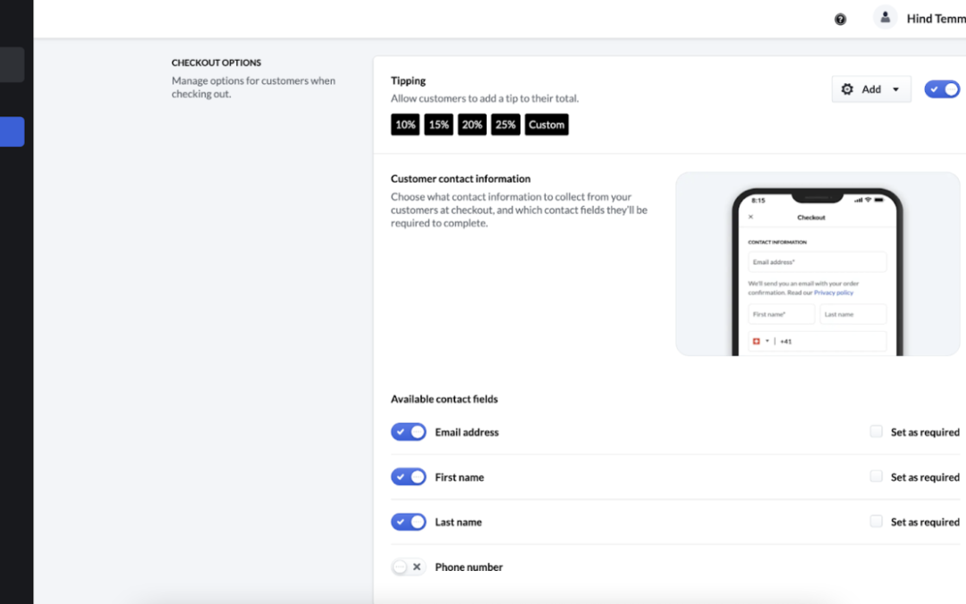 Order Anywhere –  Table ordering : Customize your required checkout fields